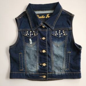 Women's Dark Blue Denim Vest Jackets Size Medium